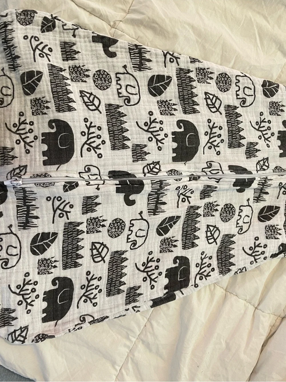 Sleepsack Black and White Elephant Print Muslin Swaddle